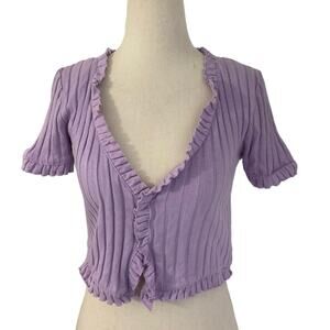Zara Purple Short Sleeve Stretch Crop Top Women's Size Small |‎ 16-14